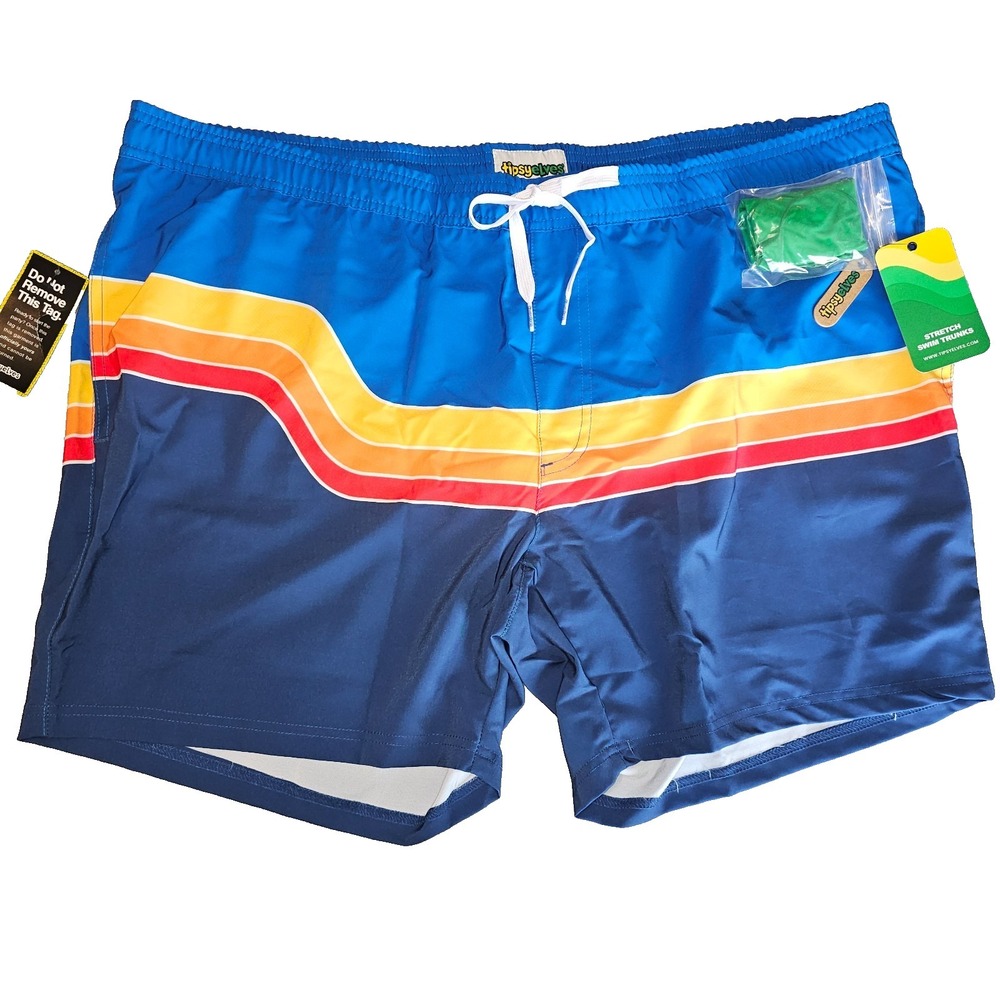 TIPSY ELVES Mens Swim Trunks Size 3X Lined Retro Rider Stretch NWT